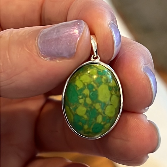 SS#7 Mojave Green Turquoise Pendant In Solid Sterling Silver NWOT - Picture 14 of 15
